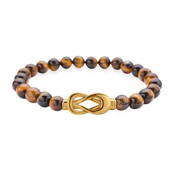 Gelbes Tigerauge Armband, ca. 20 cm, Edelstahl goldfarben ca. 112.50 ct