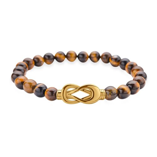 Gelbes Tigerauge Armband, ca. 20 cm, Edelstahl goldfarben ca. 112.50 ct image number 0