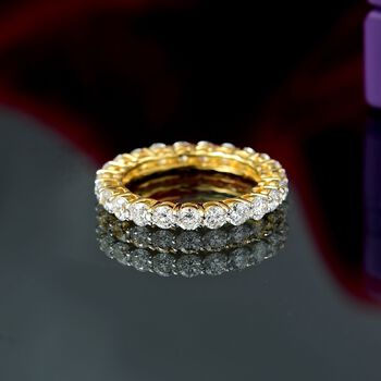LUXURIANT SGL zertifizierter SI-GH Labor Diamant Ring, 925 Silber 750 Gelbgold Vermeil - 2 ct.