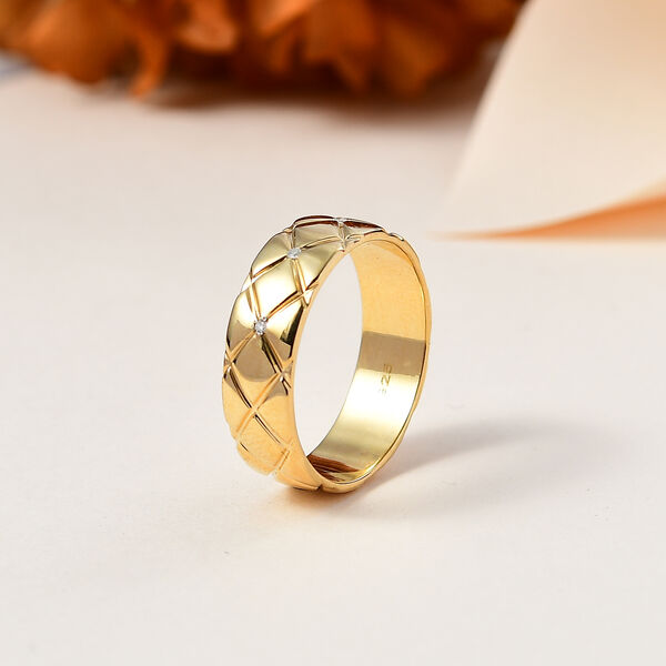 Weißer Diamant Ring, 925 Silber Gelbgold Vermeil, (Größe 21.00) image number 1