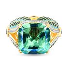 GP Spezial Kollektion - Pfau Triplett Quarz und grüner Saphir-Ring, 925 Silber Gelbgold Vermeil (Größe 17.00) ca. 11,14 ct