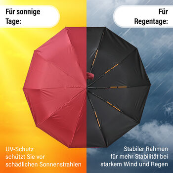 Sturmfester Regenschirm mit Aufbewahrungstasche, 58cm, Rot