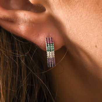 AAA Mehrfarbige Zirkonia Ohrringe, Nickelfreies Messing rhodiniert