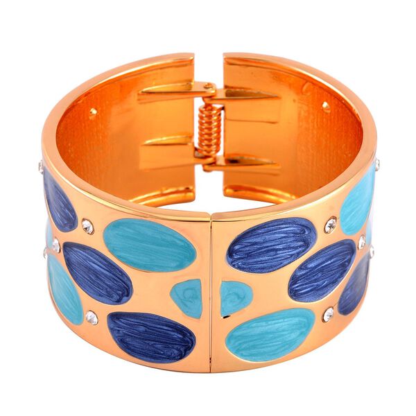 Emailliertes Pebble-Muster-Armreif, Weißer Kristall, ca. 18 cm image number 5