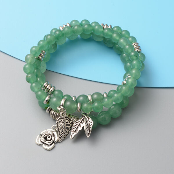 3er Set Gr&uuml;ner Aventurin Flexibel Armband 19 cm in silberfarben ca. 180,00 ct image number 2