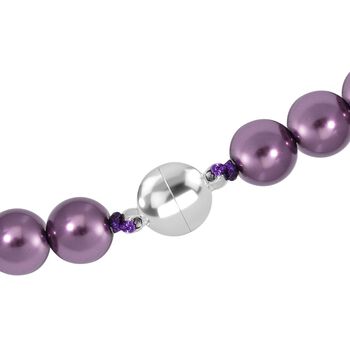 Lila Muschelkernperle Halskette ca. 50 cm Reiner Edelstahl