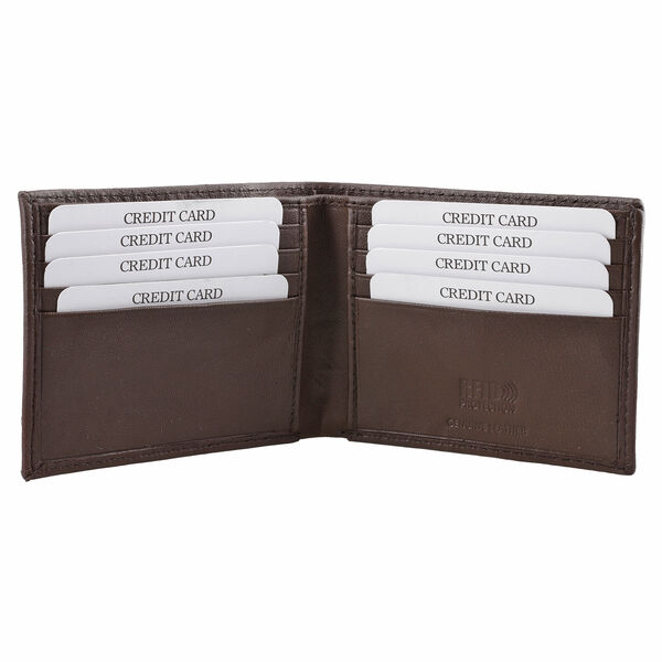 Klassische Bifold Geldb&ouml;rse, 100% echtes Leder, RFID gesch&uuml;tzt, braun image number 5