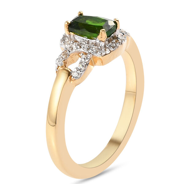 Nat&uuml;rlicher Chromdiopsid und wei&szlig;er Zirkon-Ring, 925 Silber vergoldet  ca. 0,88 ct image number 5