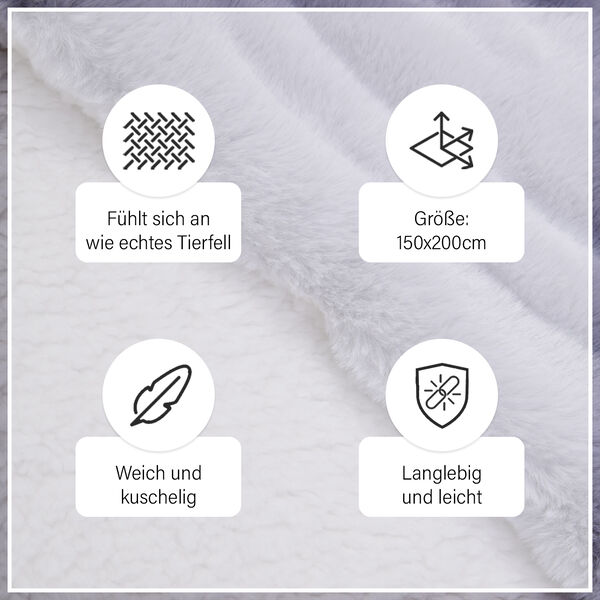 Serenity Night: Decke aus Kunstfell, Gr&ouml;&szlig;e 150x200 cm, Silber image number 14