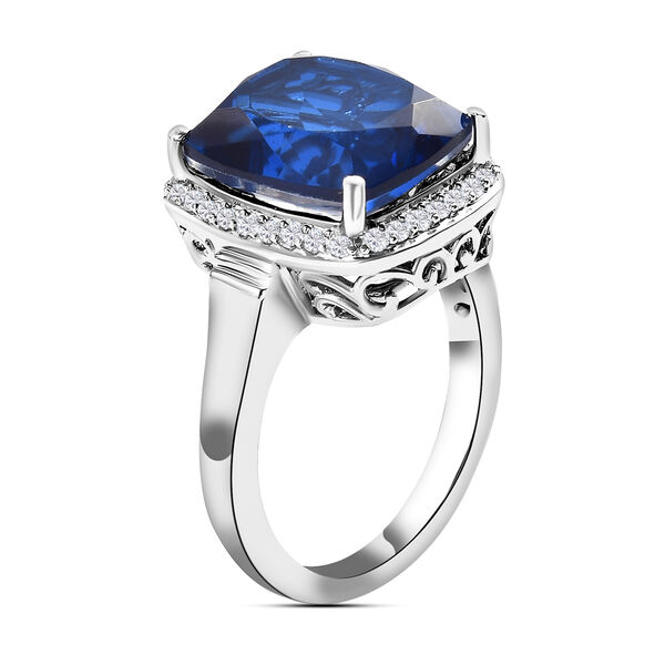 Ceylonfarbener Quarz und Zirkon-Ring, 925 Silber platiniert - 6,64 ct.  image number 5