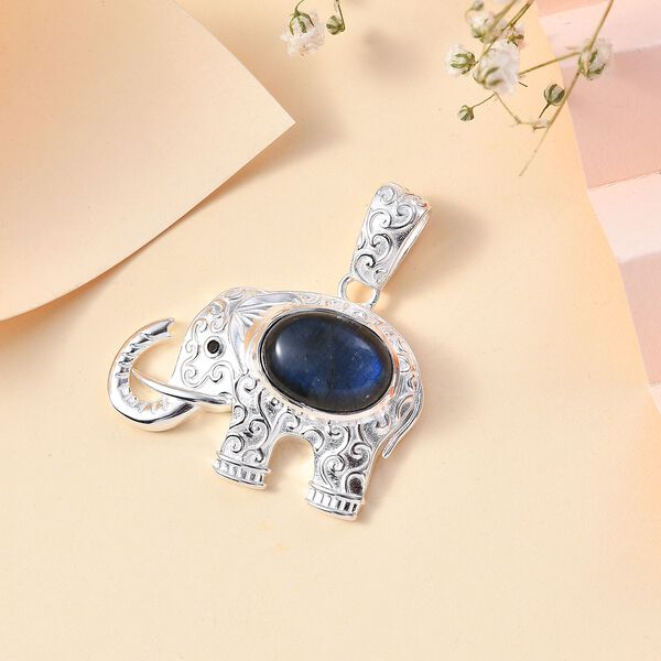 AAA Labradorit und schwarzer Spinell Anhänger - 7,51 ct. image number 2