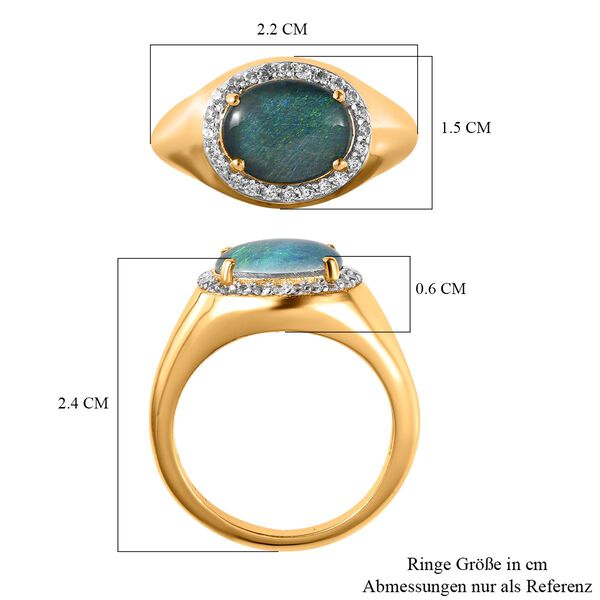 Boulder Opal Triplett und wei&szlig;er Zirkon-Ring - 2,06 ct. image number 7