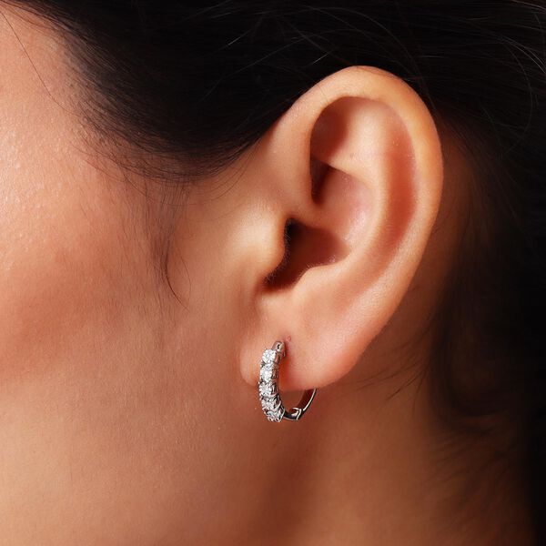 Wei&szlig;e Diamant-Ohrringe, 925 Silber platiniert, ca. 0.05 ct image number 3