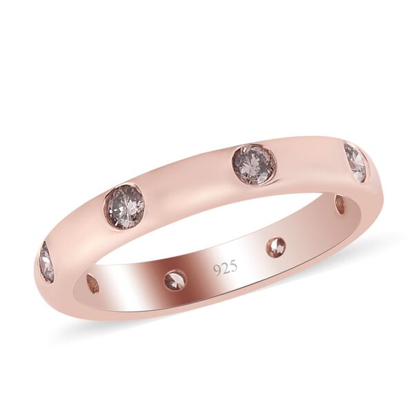 Nat&uuml;rlicher Champagner Diamant Band Ring 925 Silber Rose Gold Vermeil image number 2