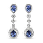 Tansanit und Zirkon Ohrringe 925 Silber platiniert ca. 1,43 ct