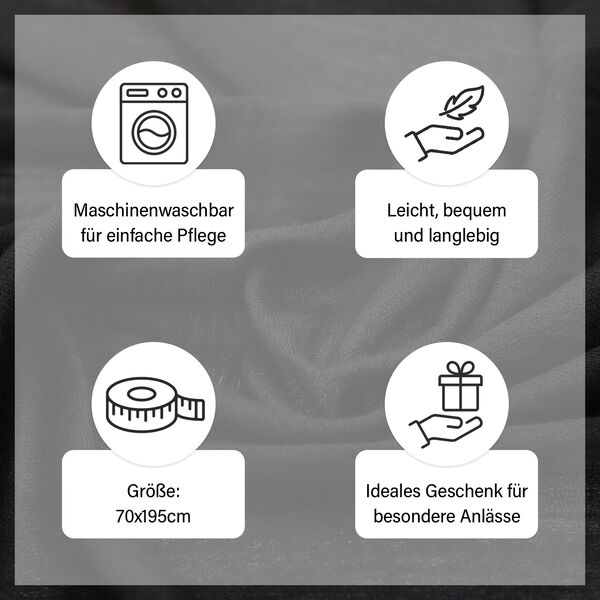 LA MAREY luxuriöser und weicher Schal aus 100% Kaschmirwolle, 70x195 cm, Schwarz image number 4
