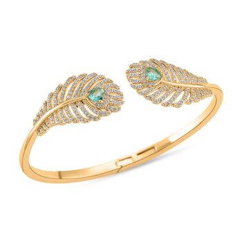 Gr&uuml;ner Kristall und wei&szlig;er Zirkonia 19cm Armreif