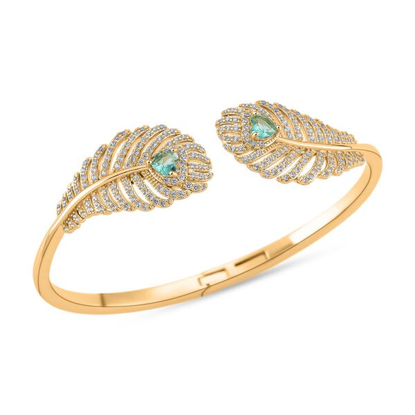 Gr&uuml;ner Kristall und wei&szlig;er Zirkonia 19cm Armreif image number 4