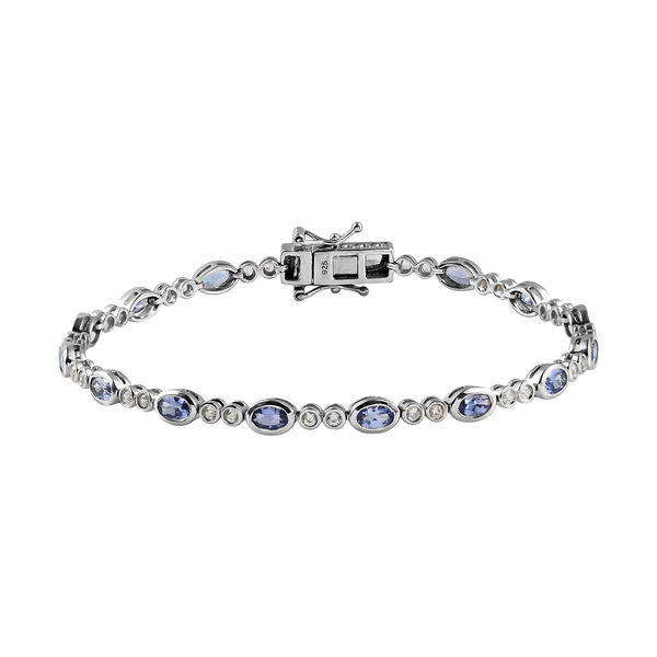 Tansanit und wei&szlig;es Zirkon-Armband, 19 cm - 4,19 ct.