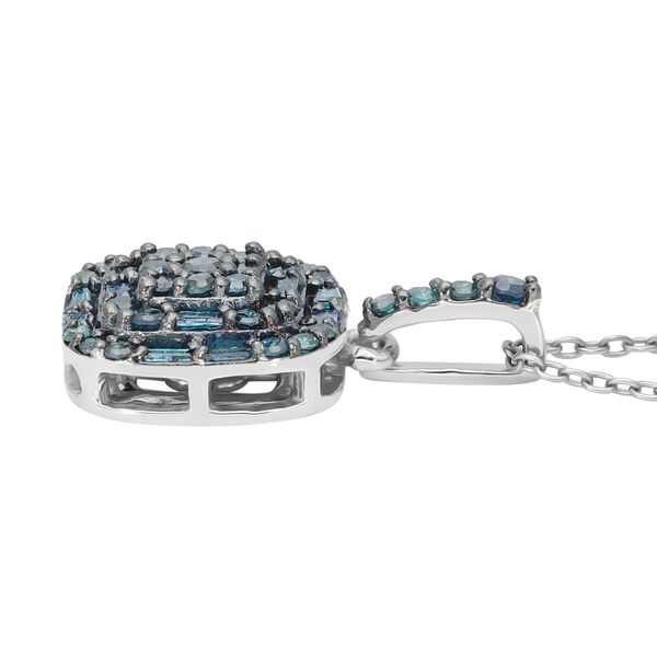 Blauer Diamant Cluster-Anh&auml;nger mit Kette in Silber image number 4