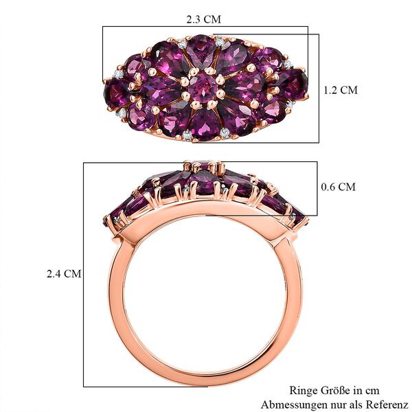 AAA Radiant Ember Granat und Zirkon Ring - 3,94 ct. image number 7