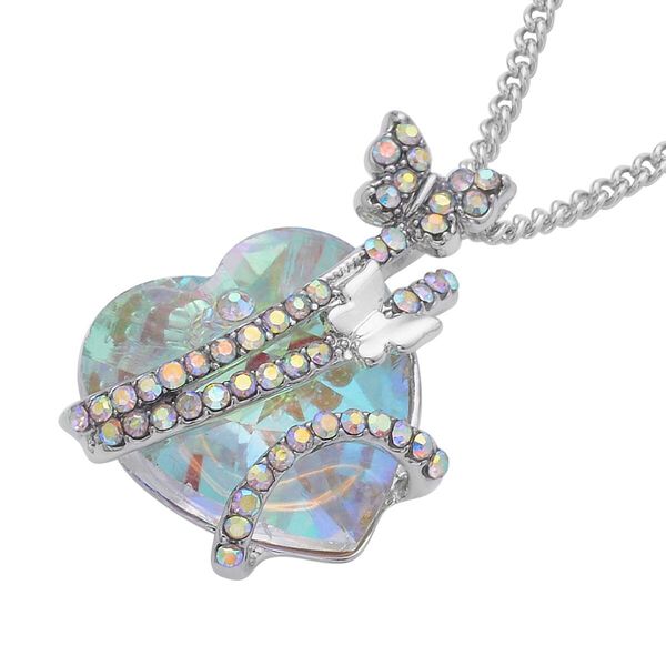 Glas und AB Kristall Schmetterlingsanhänger mit 50cm Kette image number 3