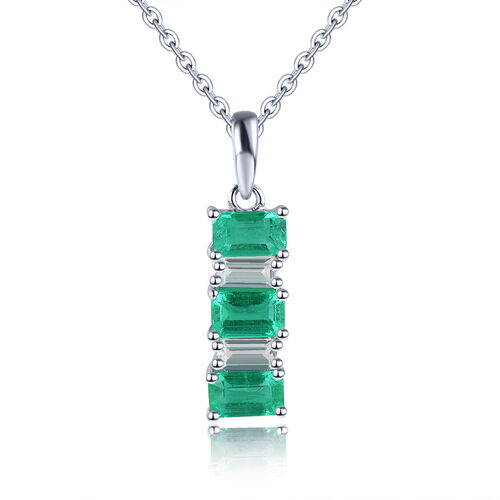 AAA Kagem sambischer Smaragd und Zirkon-Anhänger mit Kette - 1,36 ct. image number 0