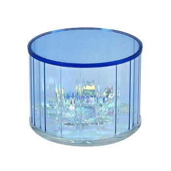 Deko Vorratsglas aus Kristallglas mit Lotusbl&uuml;te Deckel, blau