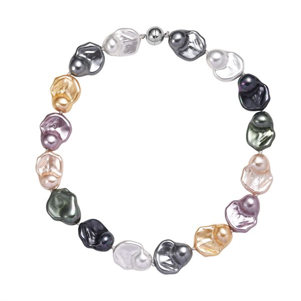 Mehrfarbige Muschelperlen Halskette ca. 50 cm Reiner Edelstahl Standard image number 3