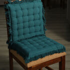 2er Set Stuhlpolster aus 100% Baumwolle mit Fransen und Bändern, 40x40x3 cm, Teal image number 1