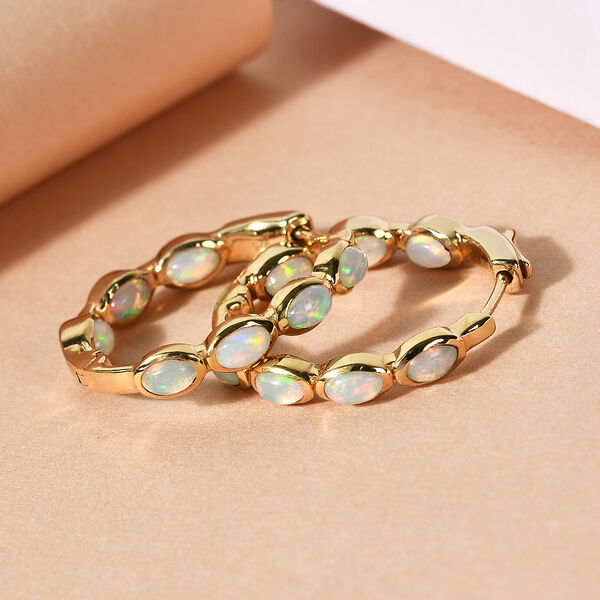 Nat&uuml;rlicher &Auml;thiopischer Opal Ohrringe 925 Silber Gelbgold Vermeil ca. 2,72 ct image number 2