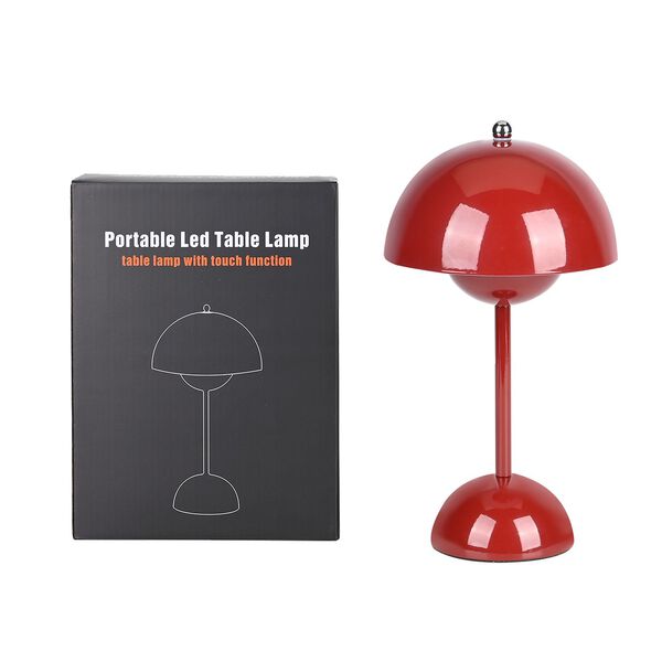 Kabellose Tischlampe im minimalistischen Retro-Pilzdesign &ndash; Touch-Steuerung, weinrot image number 6
