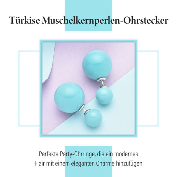 Türkise Muschelkernperlen Ohrtsecker image number 7