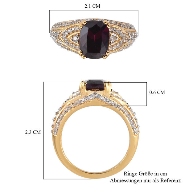Rhodolith Granat und Zirkon Ring 925 Silber vergoldet  ca. 3,64 ct image number 7