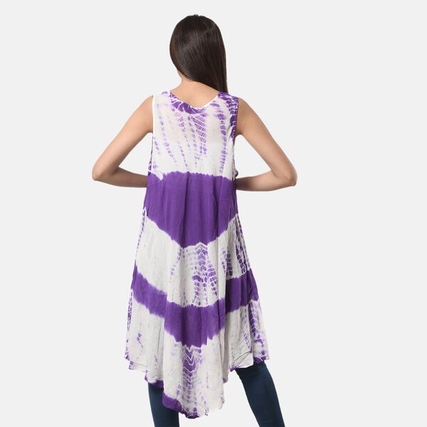 Tie Dye Kleid, Einheitsgr&ouml;&szlig;e, Wei&szlig; und Lila image number 2