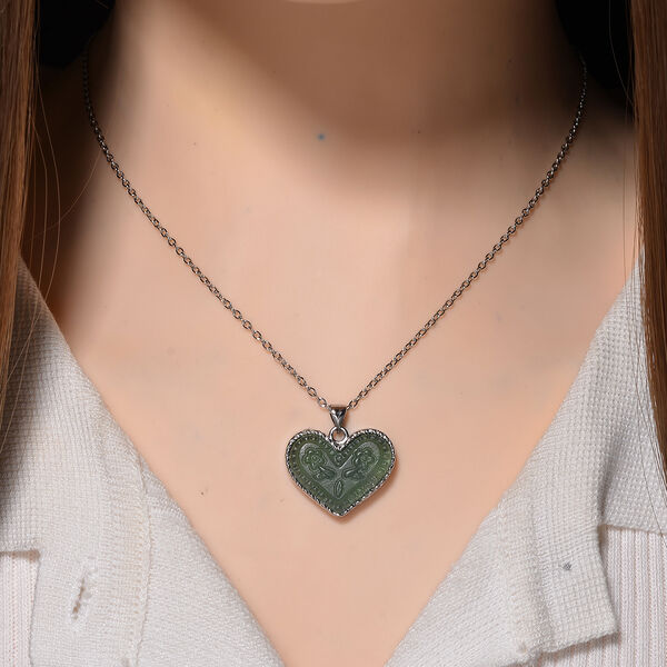 Grüner Fluorit Schmuckset ca. 50 cm 316L Edelstahl ca. 20.00 ct image number 2