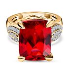 Lab Created Padparadscha-Saphir, Weißer Zirkon Ring, 925 Silber Gelbgold Vermeil (Größe 18.00) ca. 15.36 ct