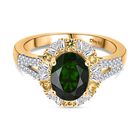 D’joy Natürlicher Chromdiopsid, Gelber Saphir Ring 925 Silber 750 Gelbgold Vermeil (Größe 21.00) ca. 2,52 ct