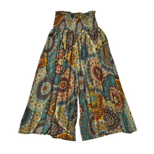 Taillen-Culottes mit Smok-Detail und Kaleidoskop-Muster, Einheitsgröße, grün image number 0