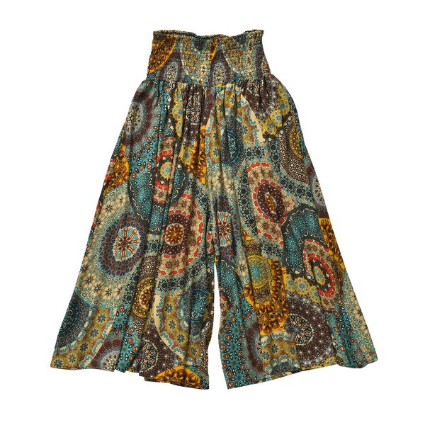 Taillen-Culottes mit Smok-Detail und Kaleidoskop-Muster, Einheitsgröße, grün image number 0