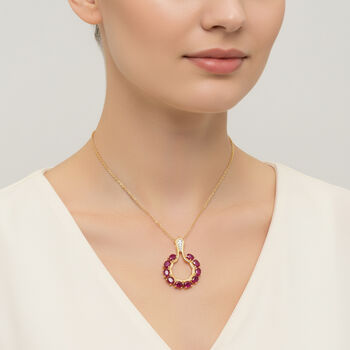 D'Joy afrikanischer Rubin und Zirkon Anh&auml;nger mit 50cm Kette - 2,70 ct.