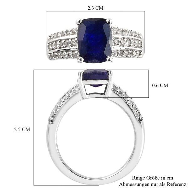 Masoala Saphir und Zirkon Ring, 925 Silber platiniert, 3,66 ct. image number 7