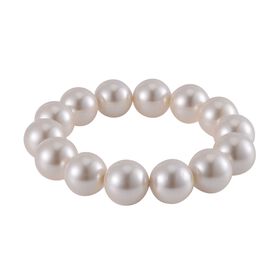 Weiße Muschelkernperle Armband Flexibel