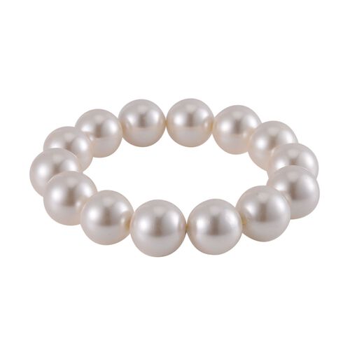 Weiße Muschelkernperle Armband Flexibel image number 0