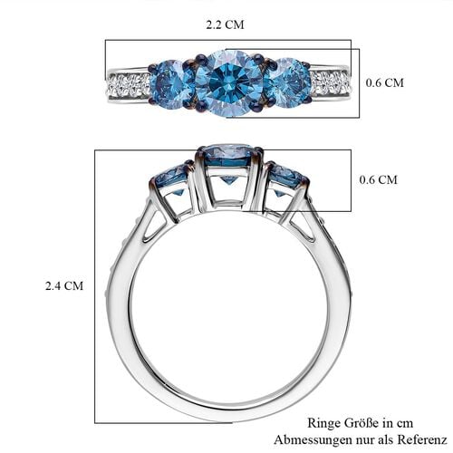 Lab Grown Blauer Diamant SI Ring 925 Silber rhodiniert (Größe 17.00) ca. 1,50 ct image number 6