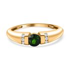 Nat&uuml;rlicher Chromdiopsid, Wei&szlig;er Zirkon Ringe 925 Silber vergoldet (Gr&ouml;&szlig;e 20.00) ca. 0.51 ct