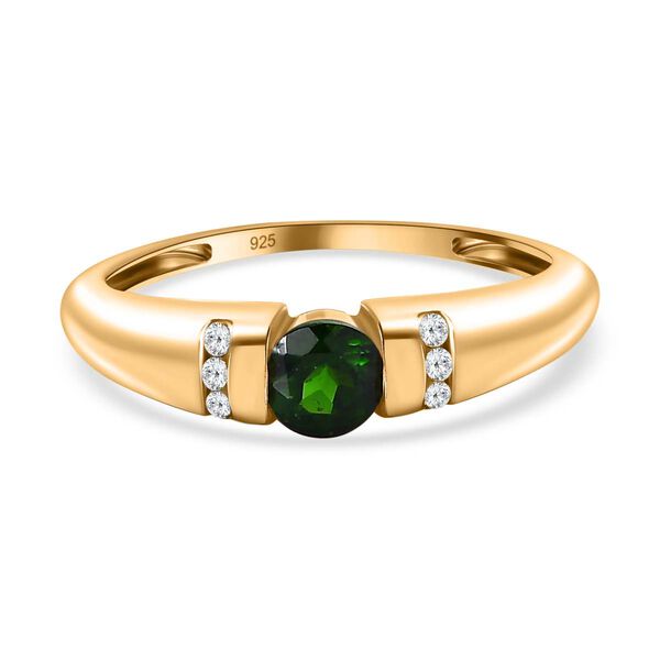 Nat&uuml;rlicher Chromdiopsid, Wei&szlig;er Zirkon Ringe 925 Silber vergoldet (Gr&ouml;&szlig;e 20.00) ca. 0.51 ct image number 0