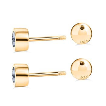 Aquamarin Ohrringe, 925 Silber 750 Gelbgold Vermeil - 0,51 ct.