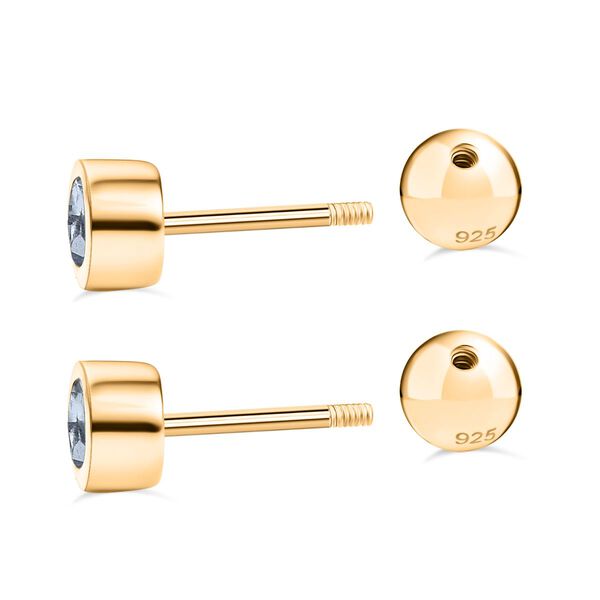 Aquamarin Ohrringe, 925 Silber 750 Gelbgold Vermeil - 0,51 ct. image number 4