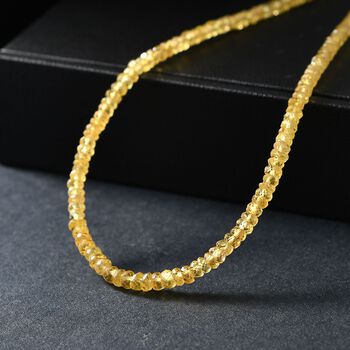 AA Gelber Saphir Halskette ca. 45 cm 925 Silber 750 Gelbgold Vermeil ca. 45,00 ct.